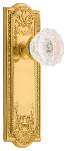 Nostalgic Privacy-Meadows Plate-Crystal Knob-Unlacquered Brass, NW-717004