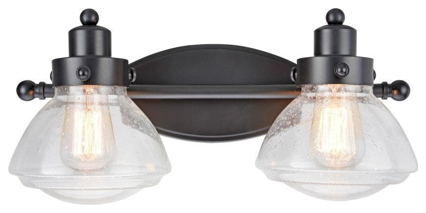 62061, 2-Light Metal Bathroom Vanity Wall Light Fixture, Black