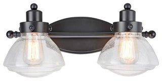 62061, 2-Light Metal Bathroom Vanity Wall Light Fixture, Black