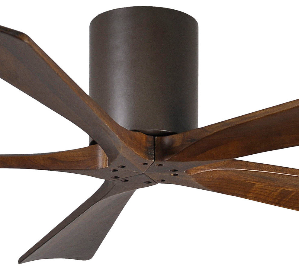 IreneH 5-Blade Hugger Paddle Fan With Walnut Tone Blades, Bronze Finish, 52"