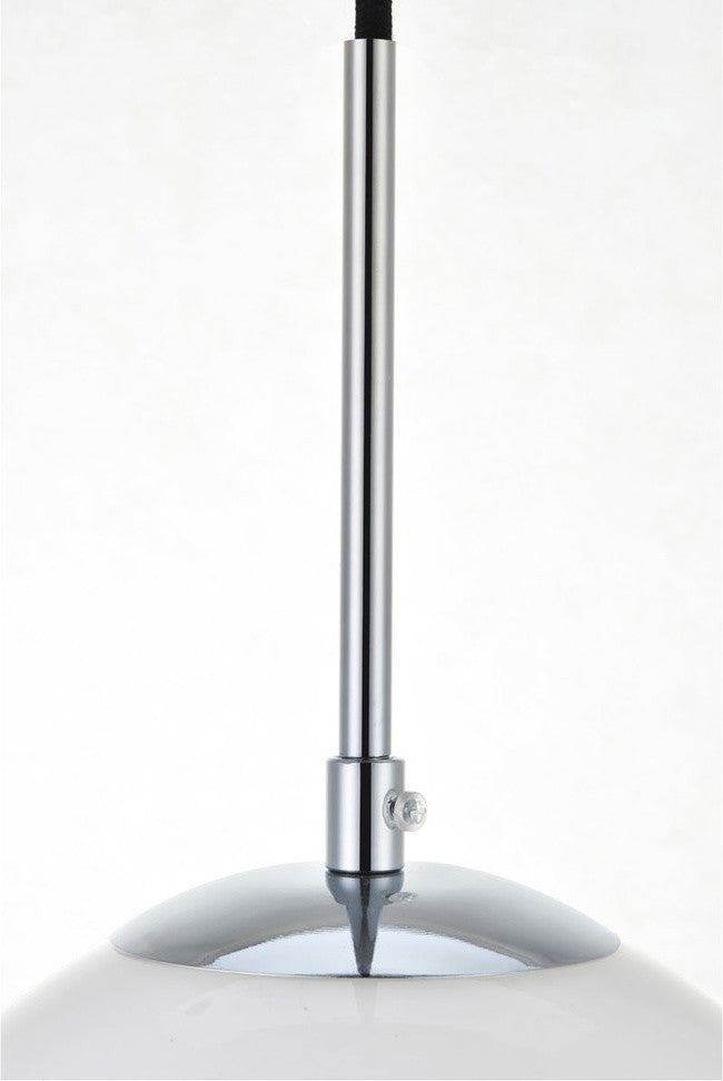 Elegant Baxter 1-Light Chrome Pendant With Frosted White Glass