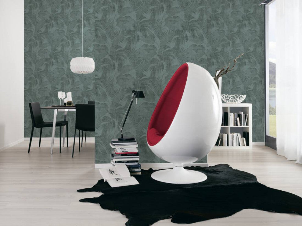 Botanical Jungle Textured Wallpaper Featuring Tropical Leaves, 373963