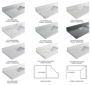 Malibu 36 Right Offset Bath Vanity in Navy Blue 2" Carrara Marble