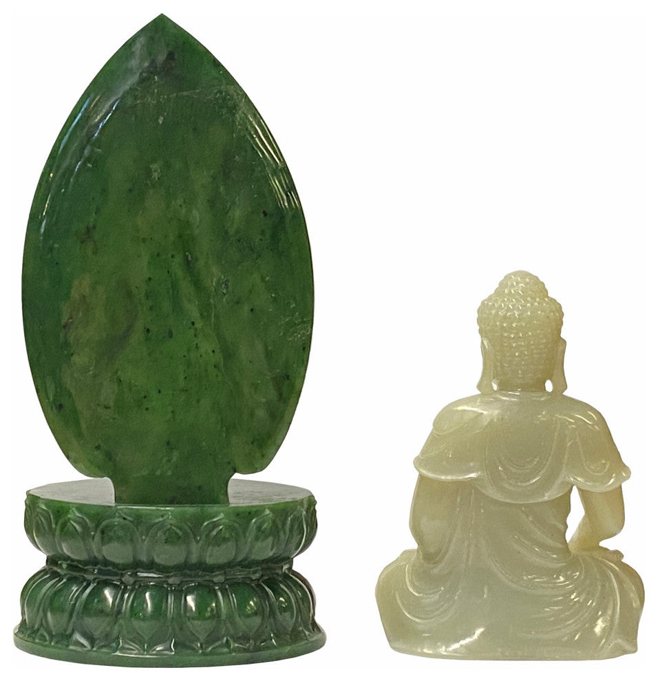 Chinese Jade Stone Sitting Buddha Gautama Amitabha Shakyamuni Statue Hws1810