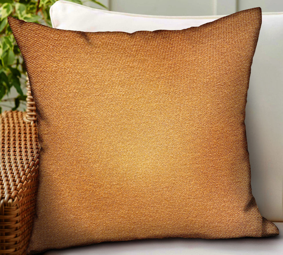 Plutus Burnt Sienna Brown Solid Luxury Outdoor/Indoor Throw Pillow, 22"x22"