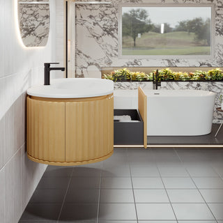 Eviva Haven 39" Oak Wallmount Vanity With White Solid Surface Integrated Top