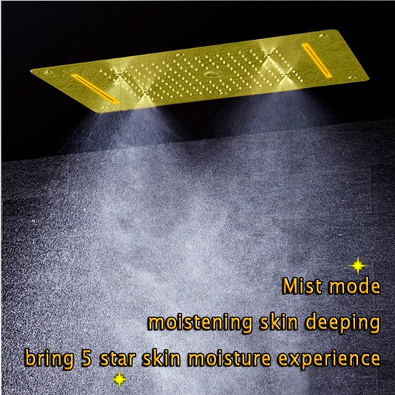 Led Rainfall Shower System Handheld Shower Jetted Body Sprays, Brushed Gold
