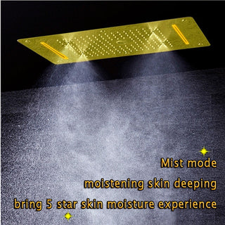 Led Rainfall Shower System Handheld Shower Jetted Body Sprays, Brushed Gold