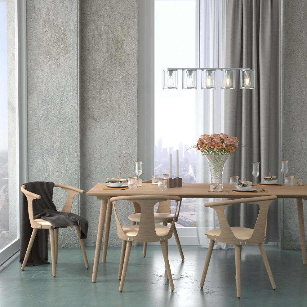 Astwood Brushed Nickel With Clear Glass 5 Light Chandelier Ceiling