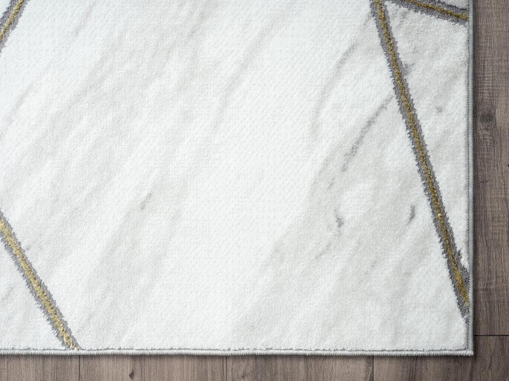 Abani Luna LUN150A Contemporary Marble Gold Lines Area Rug