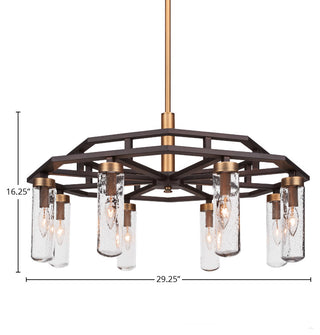 Salinda 8-Light Chandelier, Espresso & Brass/Clear Bubble