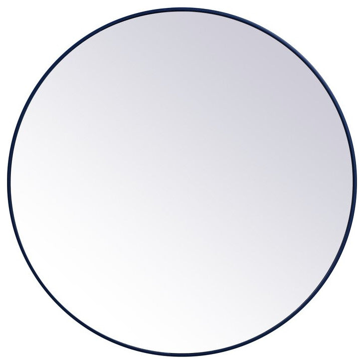 Elegant MR4845BL Metal Frame Round Mirror 45", Blue
