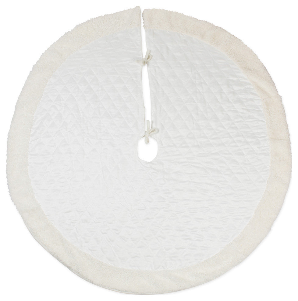 Cream Diamond Quilted Holiday Tree Skirt