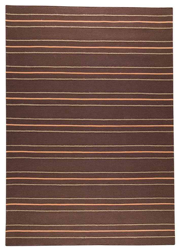 Hand Woven Brown Wool Area Rug, Brown, 6''6"x9''9"