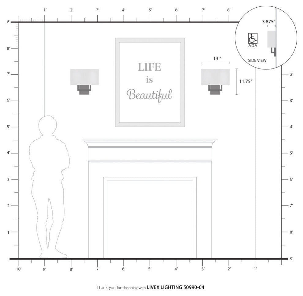Pierson 2 Light Black ADA Sconce