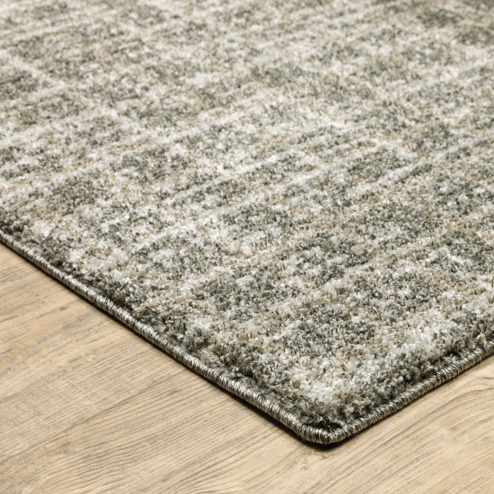 Alistair Geometric Plaid Grey/ Beige Indoor Area Rug, Grey, 5'3"x7'6"