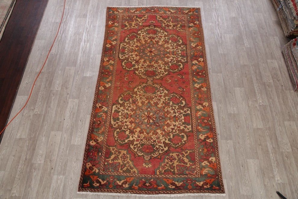 Consigned, Handmade Persian Worn Out Oriental Vintage-Style Rug, Red, 9'11"X5'3"