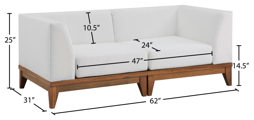 Rio Water Resistant Fabric  Patio 2-Piece Modular Sofa, Off White