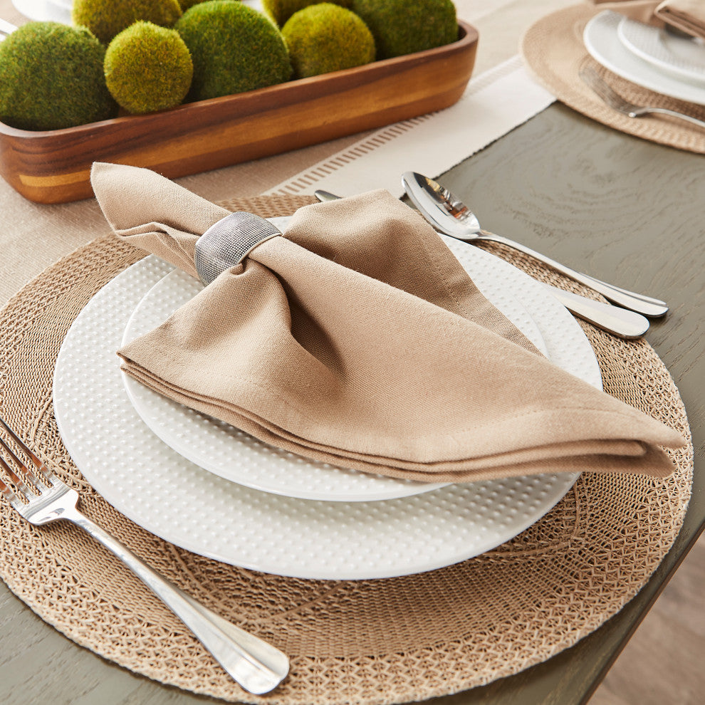 Stone Floral Pp Woven Round Placemat, Set Of 6