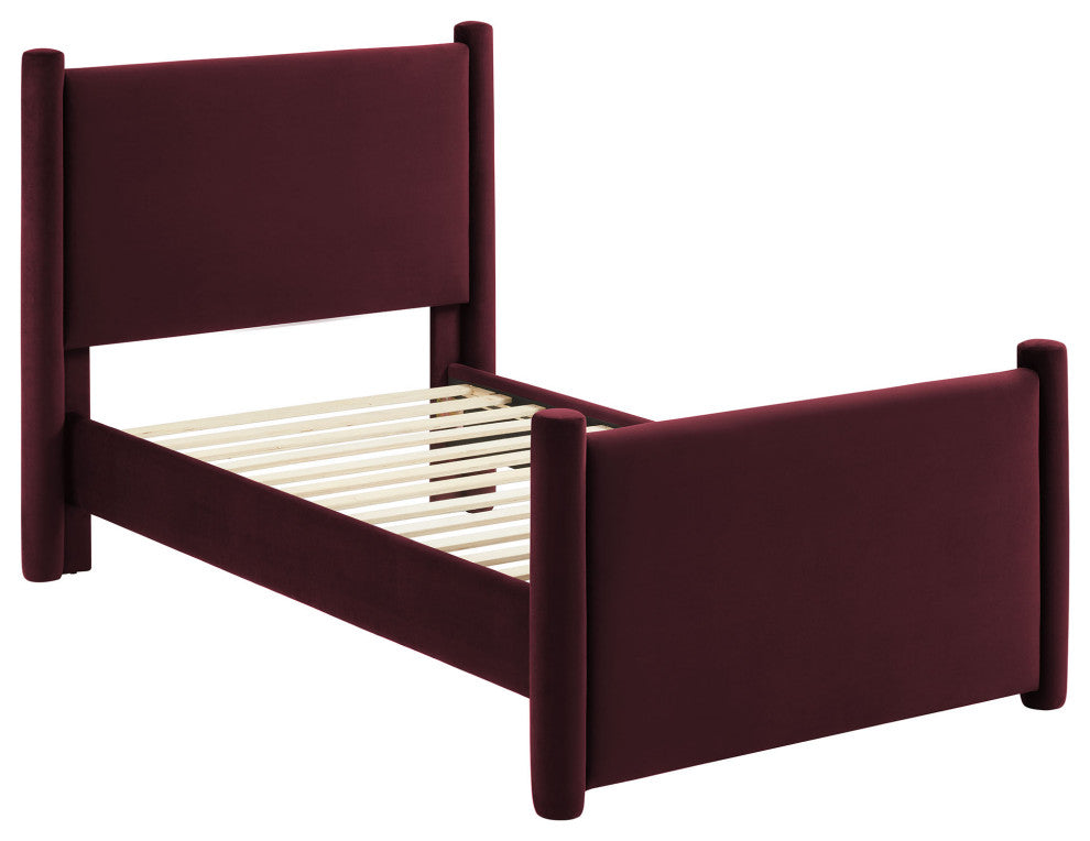 Rael Performance Velvet Twin Platform Bed, Mulberry