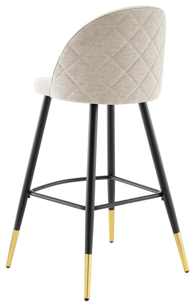 Bar Stool Chair Barstool, Set of 2, Fabric, Metal, Beige, Modern, Bar Pub Bistro