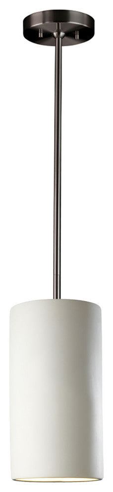 Large Cylinder Pendant, Bisque, Brushed Nickel, Incandescent