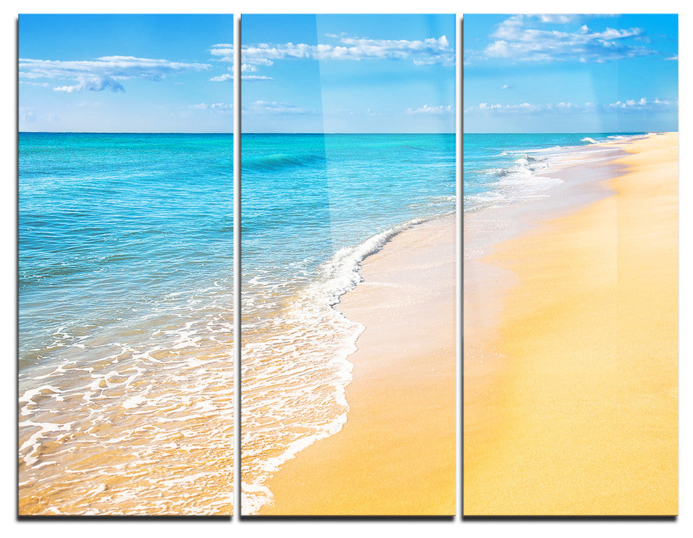 "Tropical Blue Sea and Sky" Photo Metal Wall Art, 3 Panels, 36"x28"