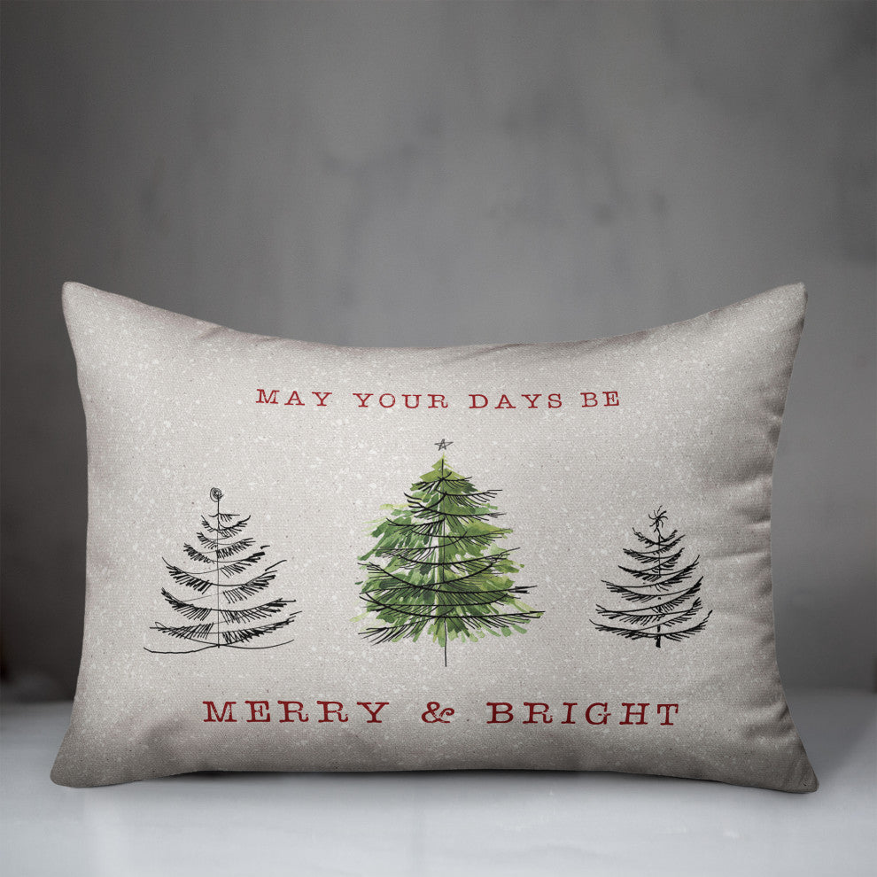 Speckle Sketch Christmas Trees 14x20 Spun Poly Pillow