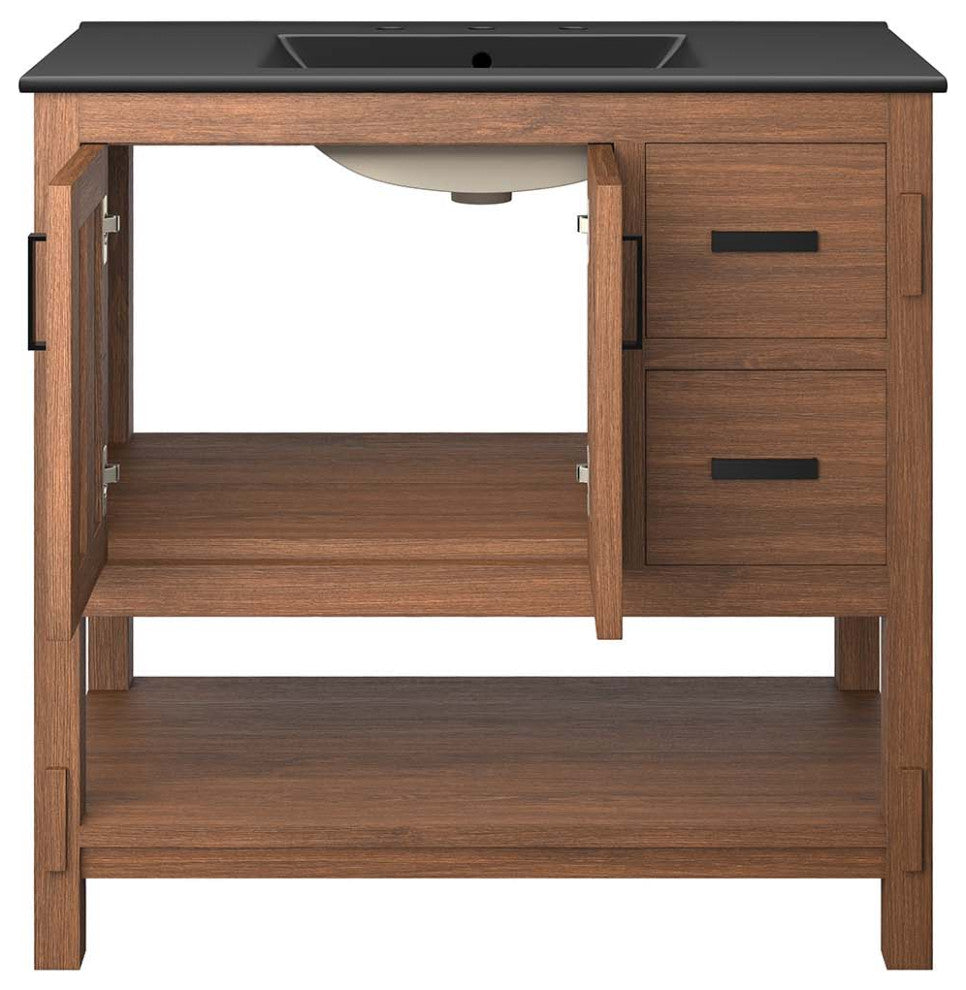 Ashlyn 36" Wood Bathroom Vanity - Walnut Black