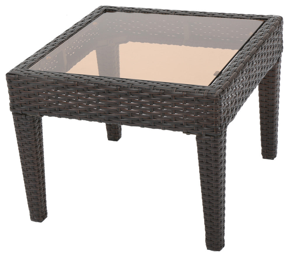 GDF Studio Jermaine Outdoor Brown Wicker Accent Table