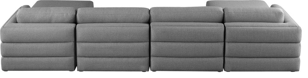 Beckham Linen Textured Fabric 6-Piece Modular U-Shaped Sectional, Grey