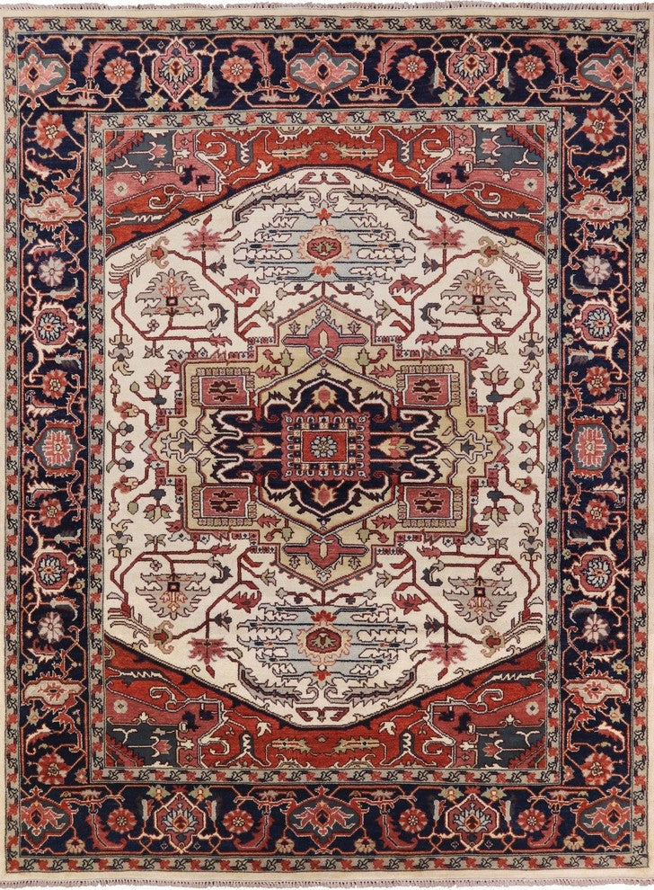 Hand Knotted Wool Heriz Serapi Area Rug 9'x12', P9708