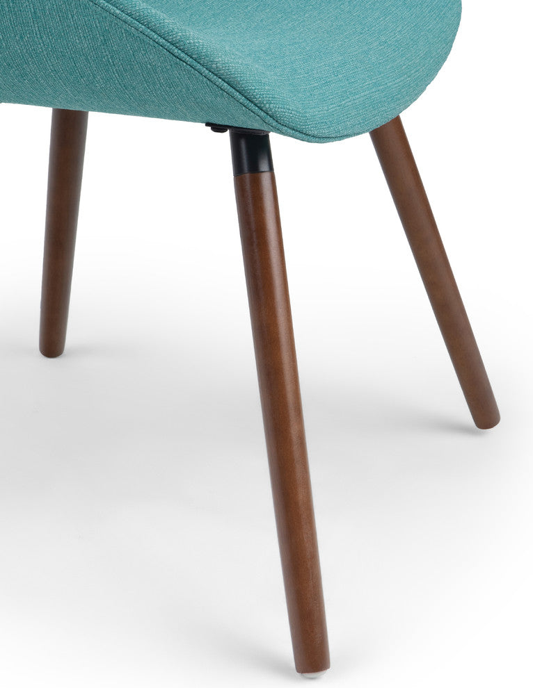 Malden Mid Century Modern Bentwood Dining Chair In Turquoise Blue Woven Fabric