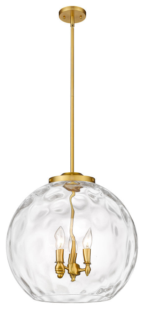 Athens Water Glass Pendant, Satin Gold, Clear Water Glass, Clear Water Glass