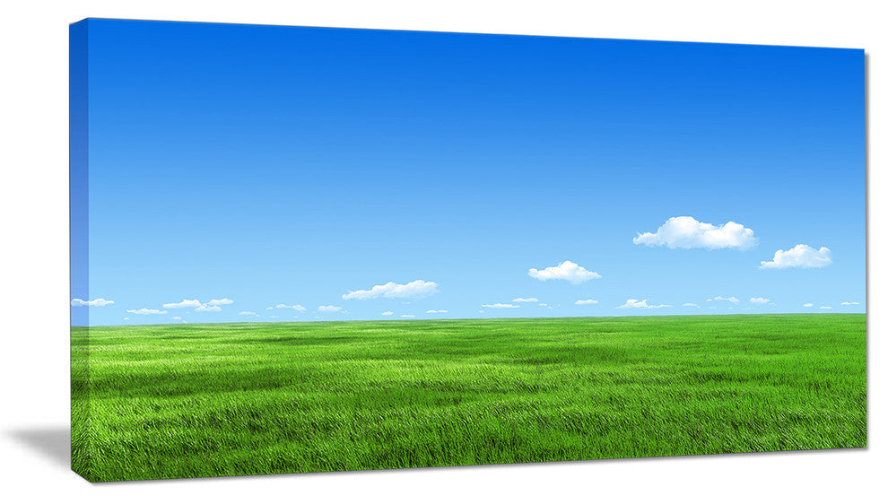 Green Meadow and Blue Sky, Landscape Canvas Art Print, 32"x16"
