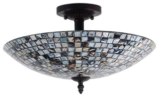 Chloe Lighting Crown Mosaic-Style 2-Light Semi-Flush Ceiling Fixture 16" Wide