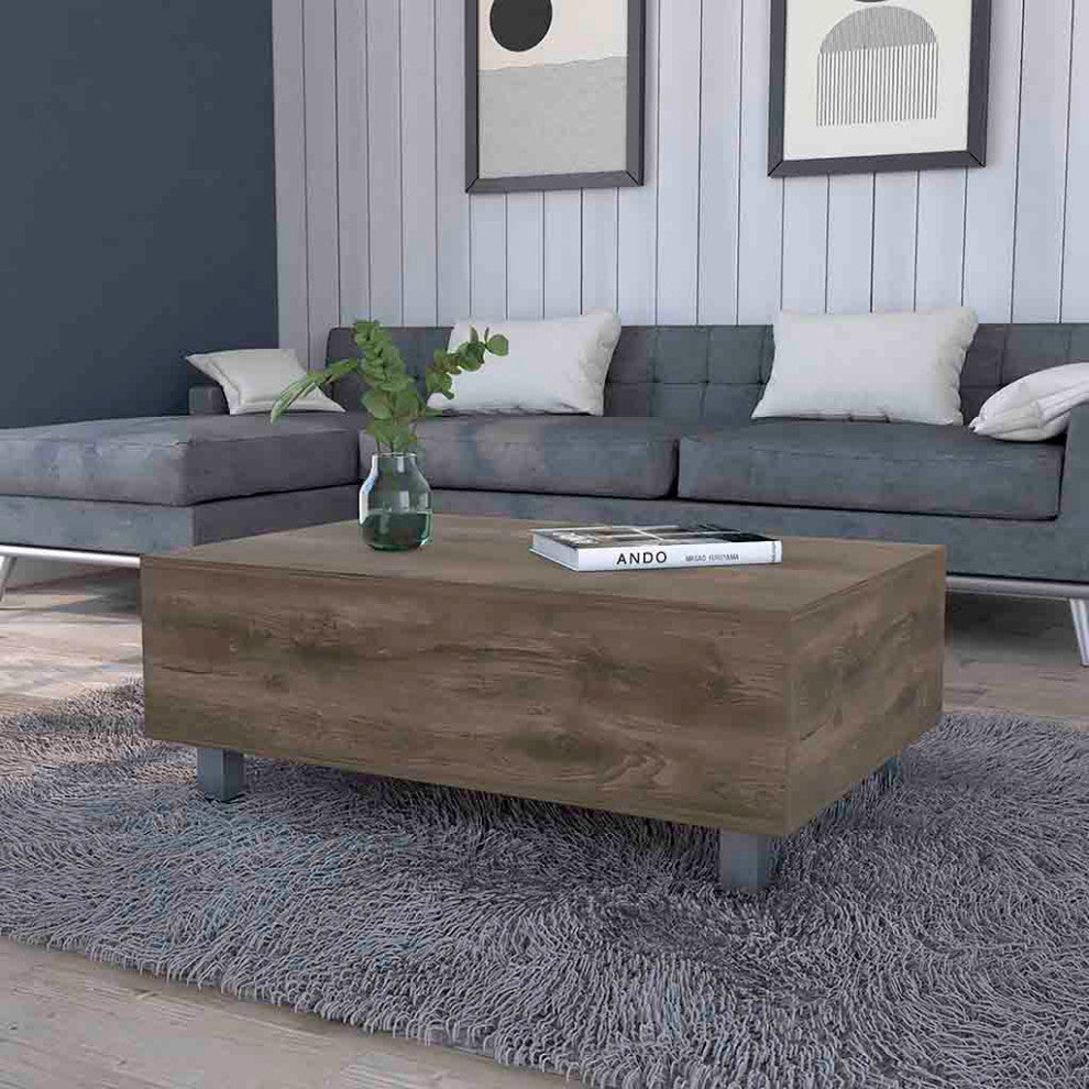 Boston Top Coffee Liftable Table, Dark Brown