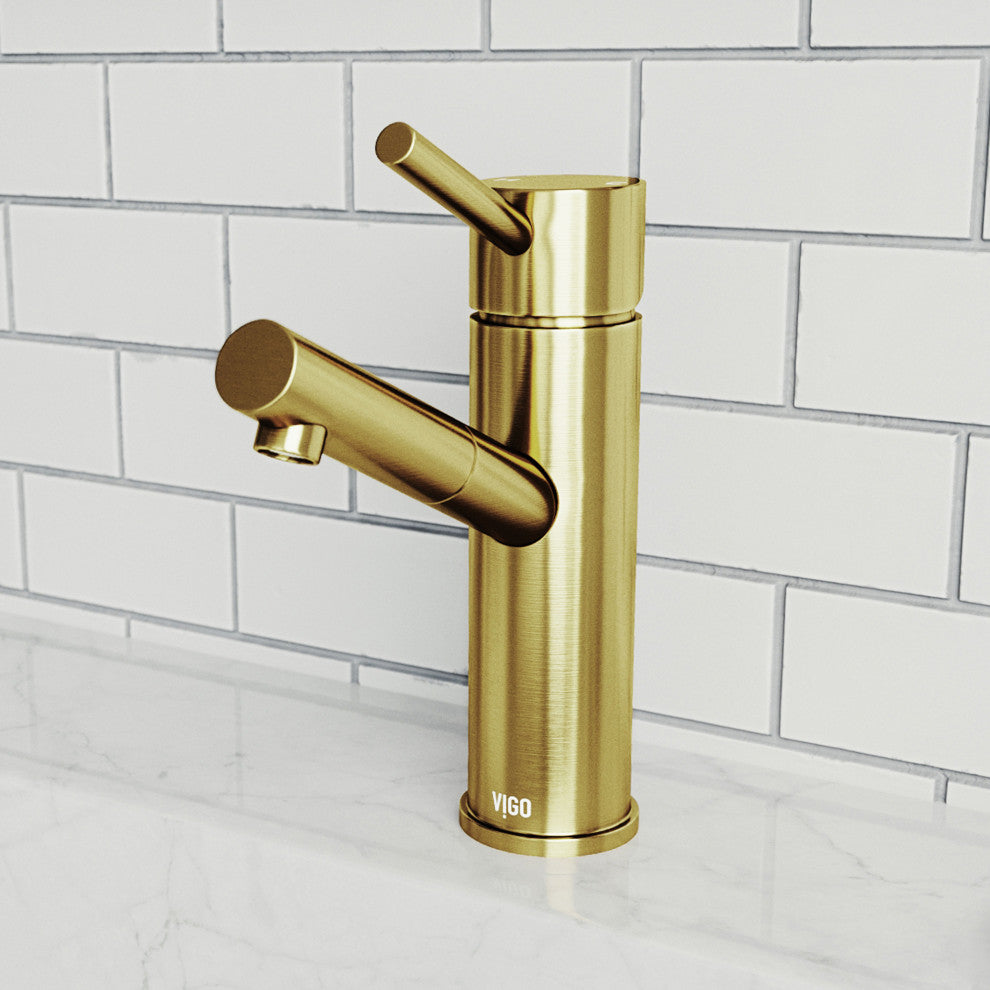 VIGO Noma 8" H Single Handle Single Hole Bathroom Faucet, Matte Brushed Gold