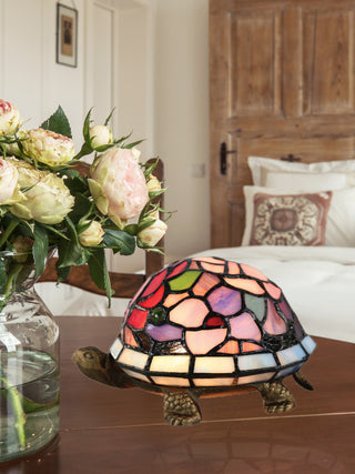 Toto Turtle Floral Tiffany Accent Lamp