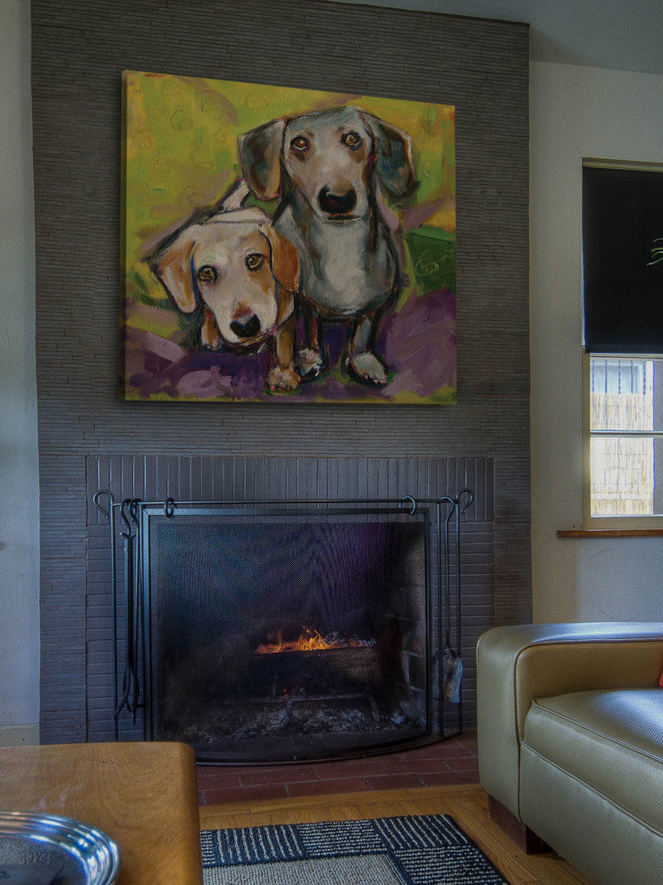 "Two Dachshunds" Painting Print on Canvas by Tori Campisi