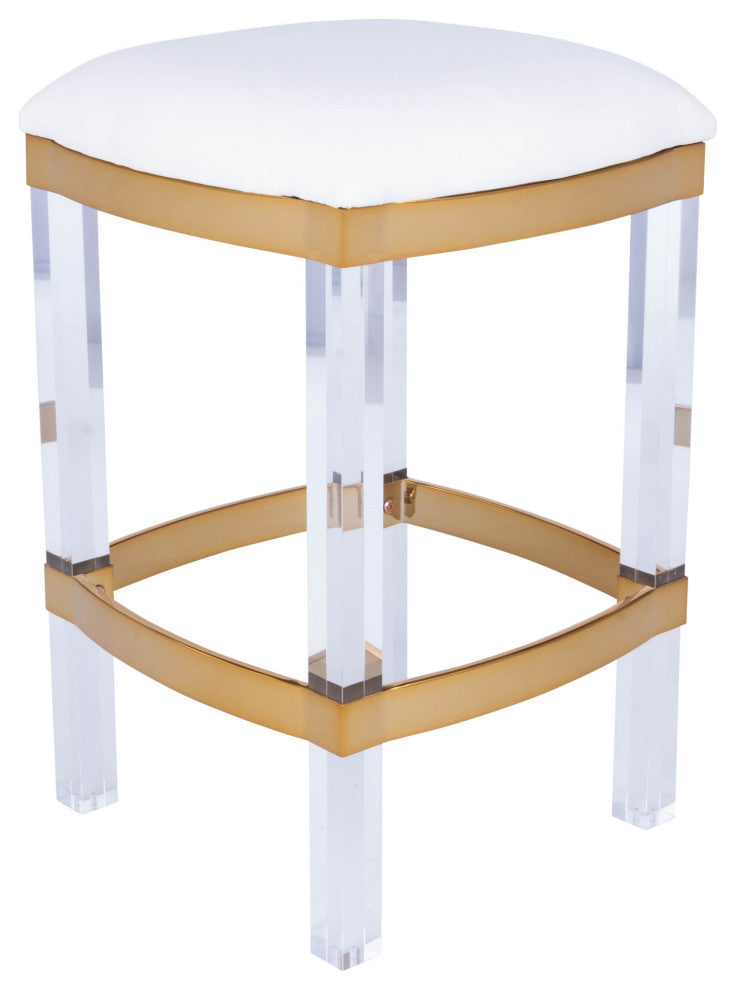 Acrylic and Polished Gold Counter Stool
