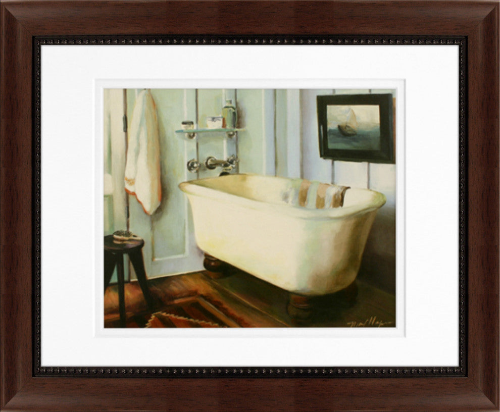 11"x14" Cape Cod Cottage Tub Matted Framed Art