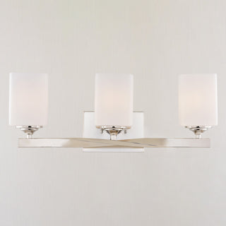 Robey 3-Light Polished Nickel Transitional Bathroom Vanity Fixture White Glass