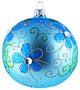 Powder Blue Ball Ornament With Blue Daisies, Small