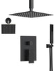 Dual Heads 3-Functions Shower System With Pressure Balancing Rough-In Valve, Matte Black