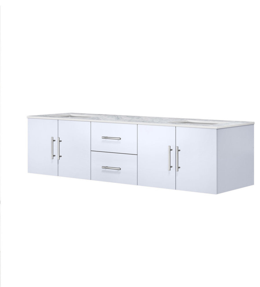 Geneva Transitional Glossy White 72" Double Vanity
