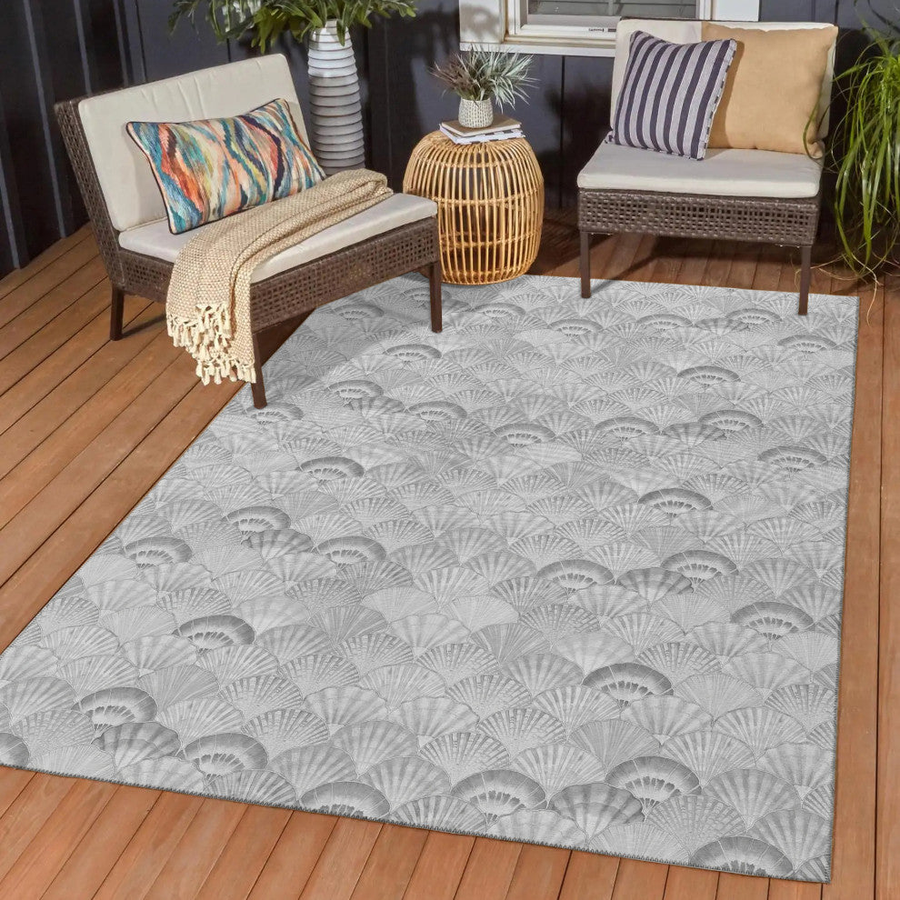 Indoor/Outdoor Seabreeze SZ2 Silver Machine Washable 8' x 10' Rug