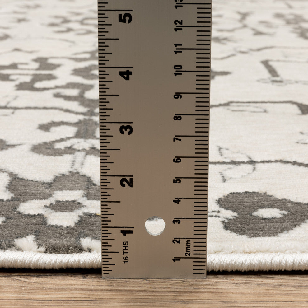 Iris Two-Tone Oriental Ivory/ Grey Area Rug 9'10" x 12'10"
