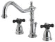 Kingston Brass Widespread Bathroom Faucet With Brass Pop-Up, Polished Chrome