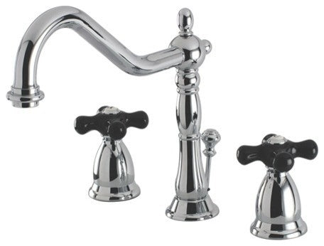 Kingston Brass Widespread Bathroom Faucet With Brass Pop-Up, Polished Chrome